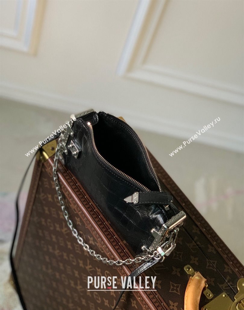 Louis Vuitton Slim Trunk Hobo bag in Black Embossed Leather M25445 2024 (KI-240625111)