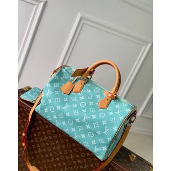 Louis Vuitton RUNWAY Speedy P9 Bandouliere 40 Bag in Soft Calfskin M24419 Macaron Blue 2024 (K-24062010)