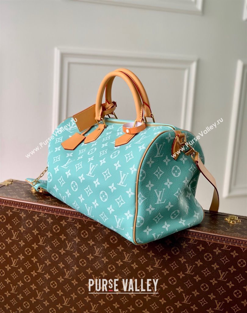 Louis Vuitton RUNWAY Speedy P9 Bandouliere 40 Bag in Soft Calfskin M24419 Macaron Blue 2024 (K-24062010)