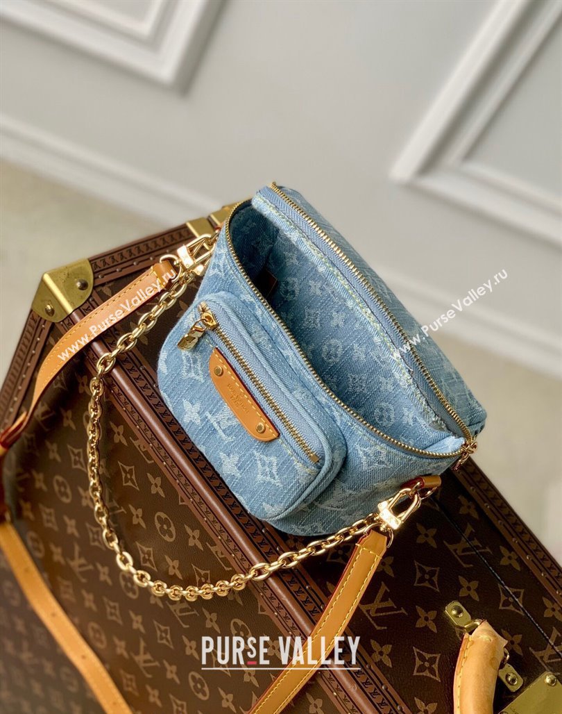 Louis Vuitton Mini Bumbag in Blue Monogram Denim 100% GOTS-certified Cotton M83353 2024 (KI-240625055)