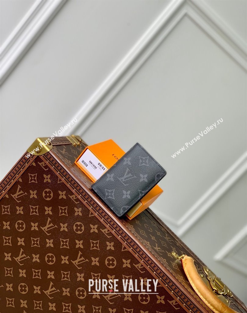 Louis Vuitton Pocket Organizer Wallet in Black Monogram Eclipse Canvas M61696 2024 (KI-240625118)