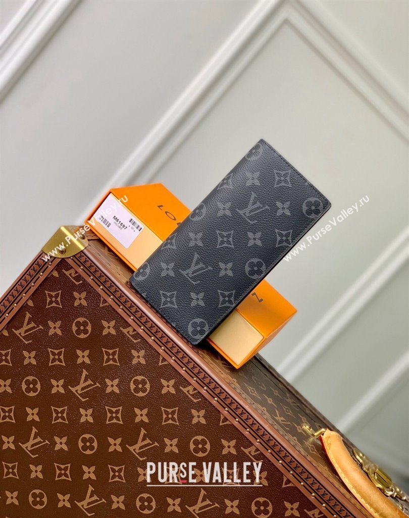 Louis Vuitton Brazza Wallet in Black Monogram Eclipse Canvas M61697 2024 (KI-240625120)