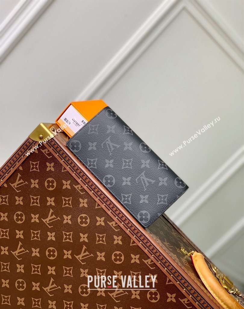 Louis Vuitton Brazza Wallet in Black Monogram Eclipse Canvas M61697 2024 (KI-240625120)