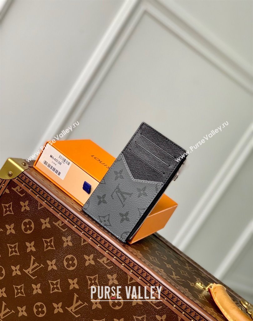 Louis Vuitton Coin Card Holder Wallet in Grey Monogram Eclipse Canvas M69533 2024 (KI-240625124)