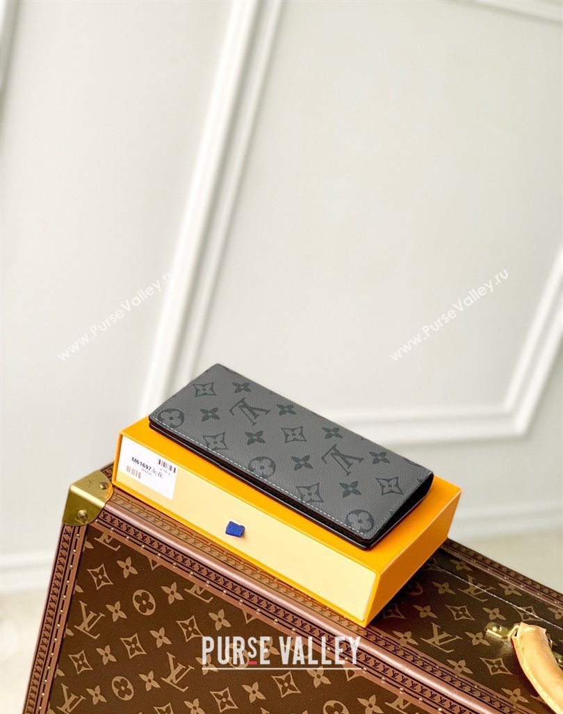 Louis Vuitton Brazza Wallet in Grey Monogram Eclipse Canvas M61697 2024 (KI-240625127)