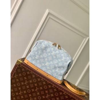 Louis Vuitton Pochette Cosmetique GM Clutch in Washed Blue Monogram Denim 100% GOTS-certified Cotton M24317 2024 (KI-240625056)