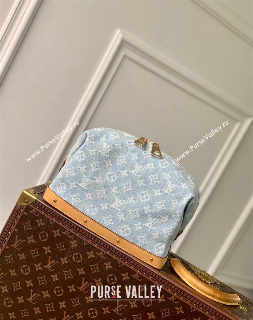 Louis Vuitton Pochette Cosmetique GM Clutch in Washed Blue Monogram Denim 100% GOTS-certified Cotton M24317 2024 (KI-240625056)