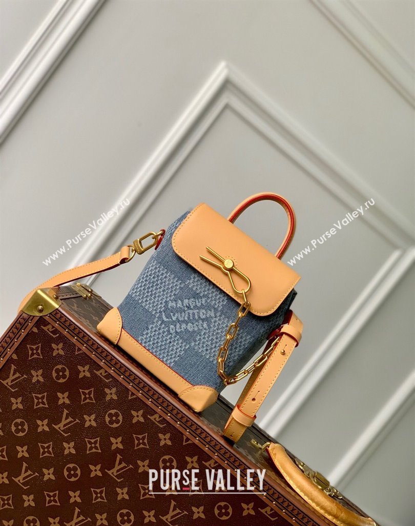 Louis Vuitton Nano Steamer Mini bag in Blue Damier Denim 3D Cotton Canvas N40751 2024 (KI-240625057)