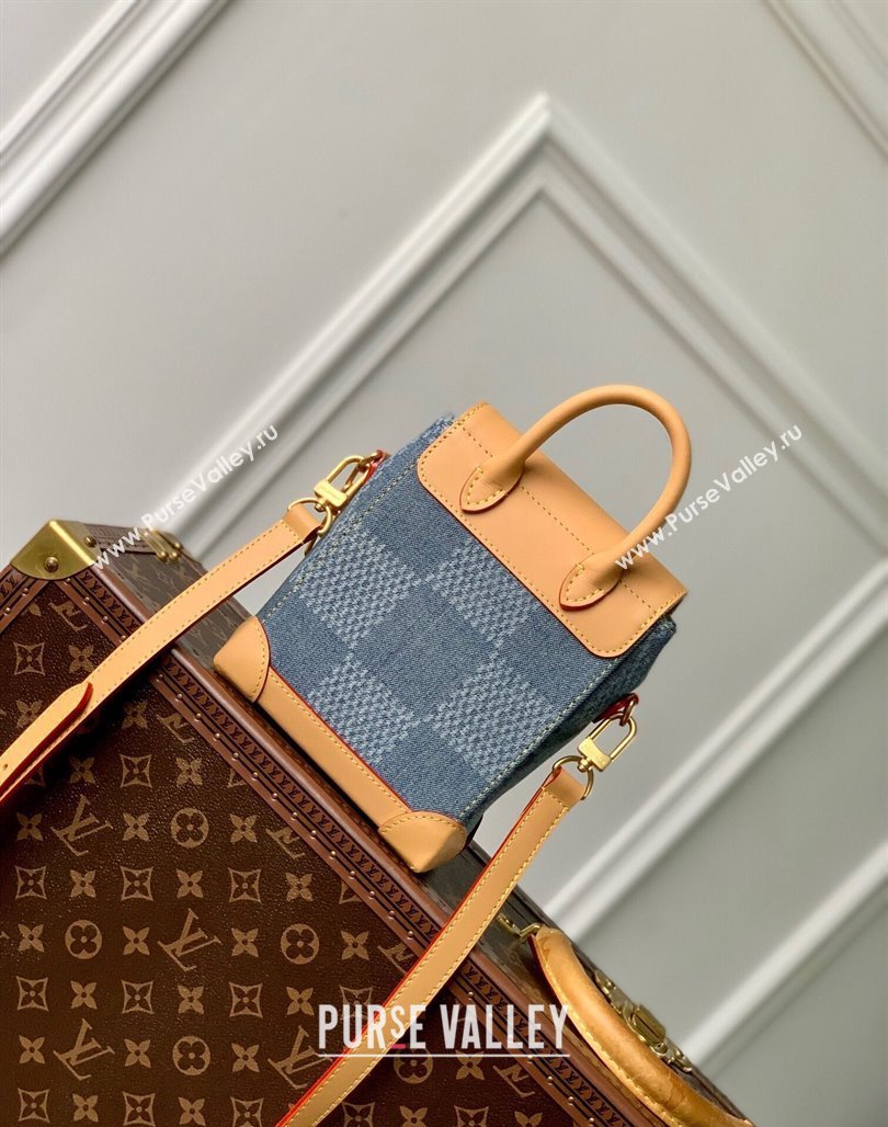 Louis Vuitton Nano Steamer Mini bag in Blue Damier Denim 3D Cotton Canvas N40751 2024 (KI-240625057)