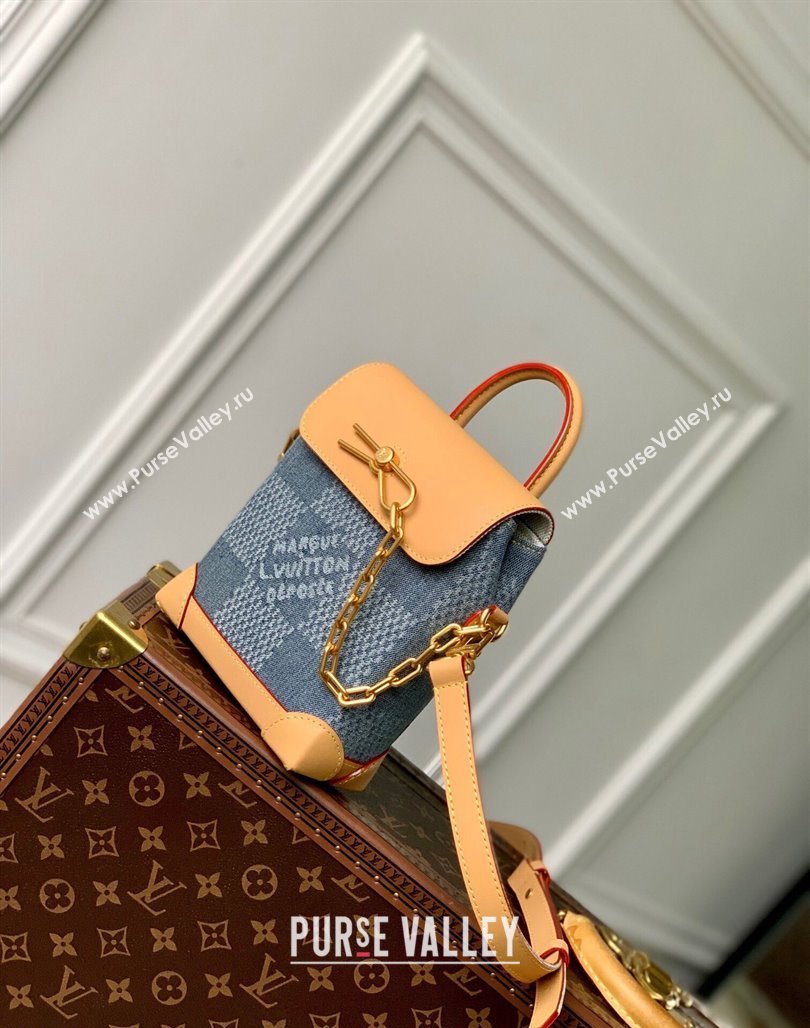 Louis Vuitton Nano Steamer Mini bag in Blue Damier Denim 3D Cotton Canvas N40751 2024 (KI-240625057)