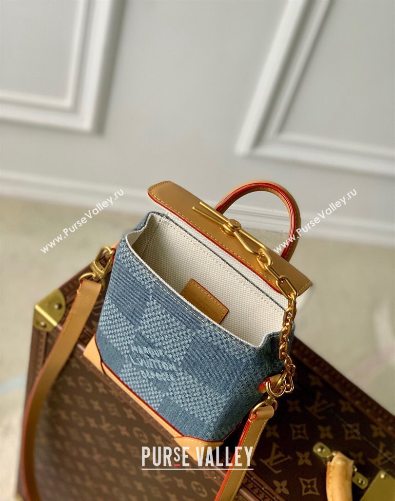 Louis Vuitton Nano Steamer Mini bag in Blue Damier Denim 3D Cotton Canvas N40751 2024 (KI-240625057)