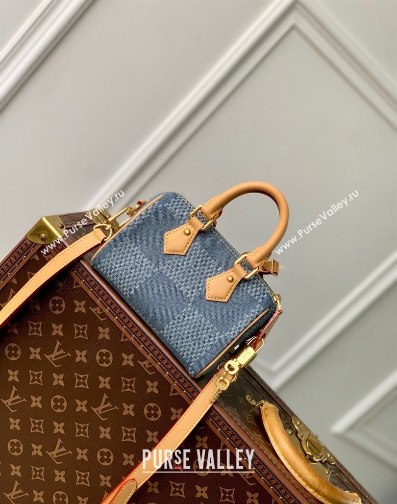 Louis Vuitton Speedy 18 Bandouliere bag in Blue Damier Denim 3D Cotton N40682 2024 (KI-240625058)