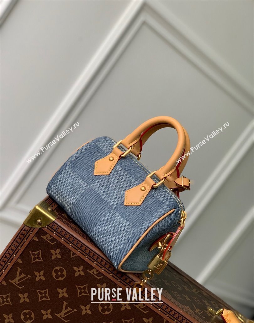 Louis Vuitton Speedy 18 Bandouliere bag in Blue Damier Denim 3D Cotton N40682 2024 (KI-240625058)