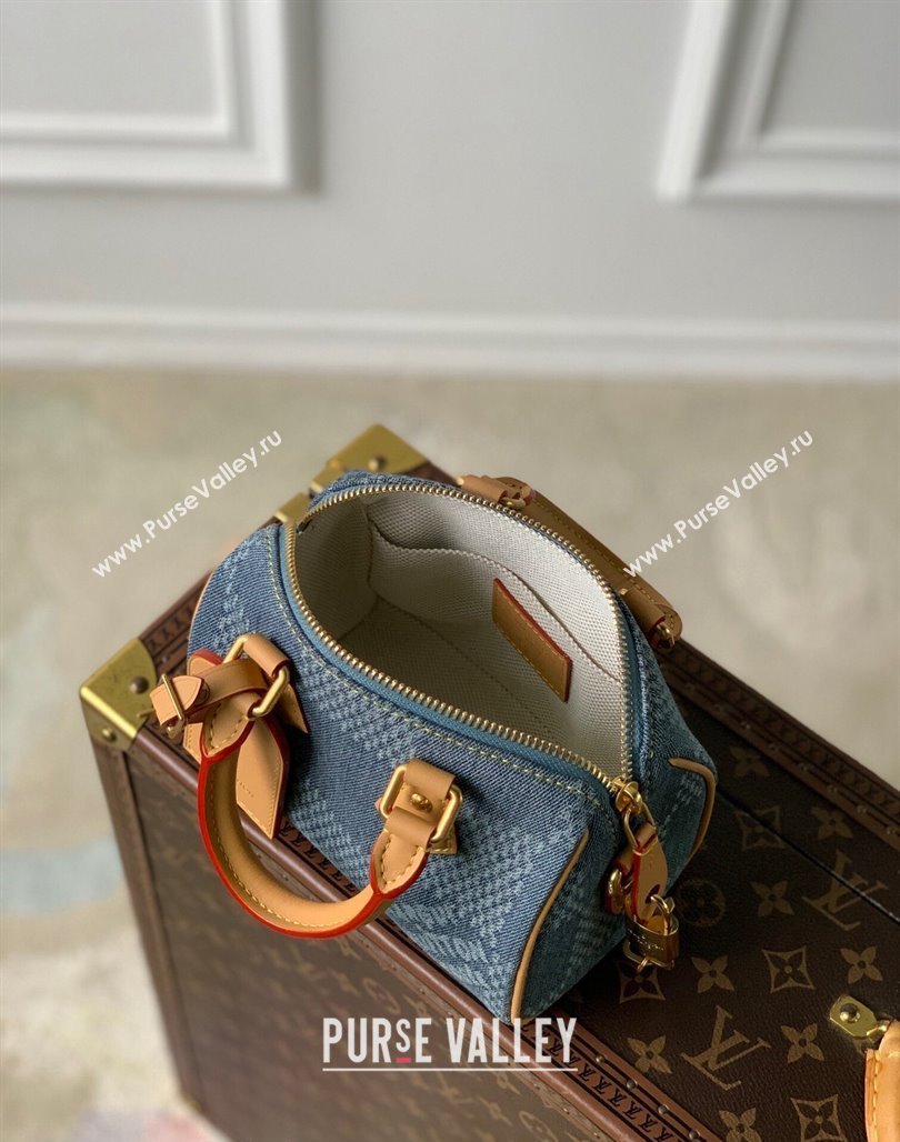 Louis Vuitton Speedy 18 Bandouliere bag in Blue Damier Denim 3D Cotton N40682 2024 (KI-240625058)