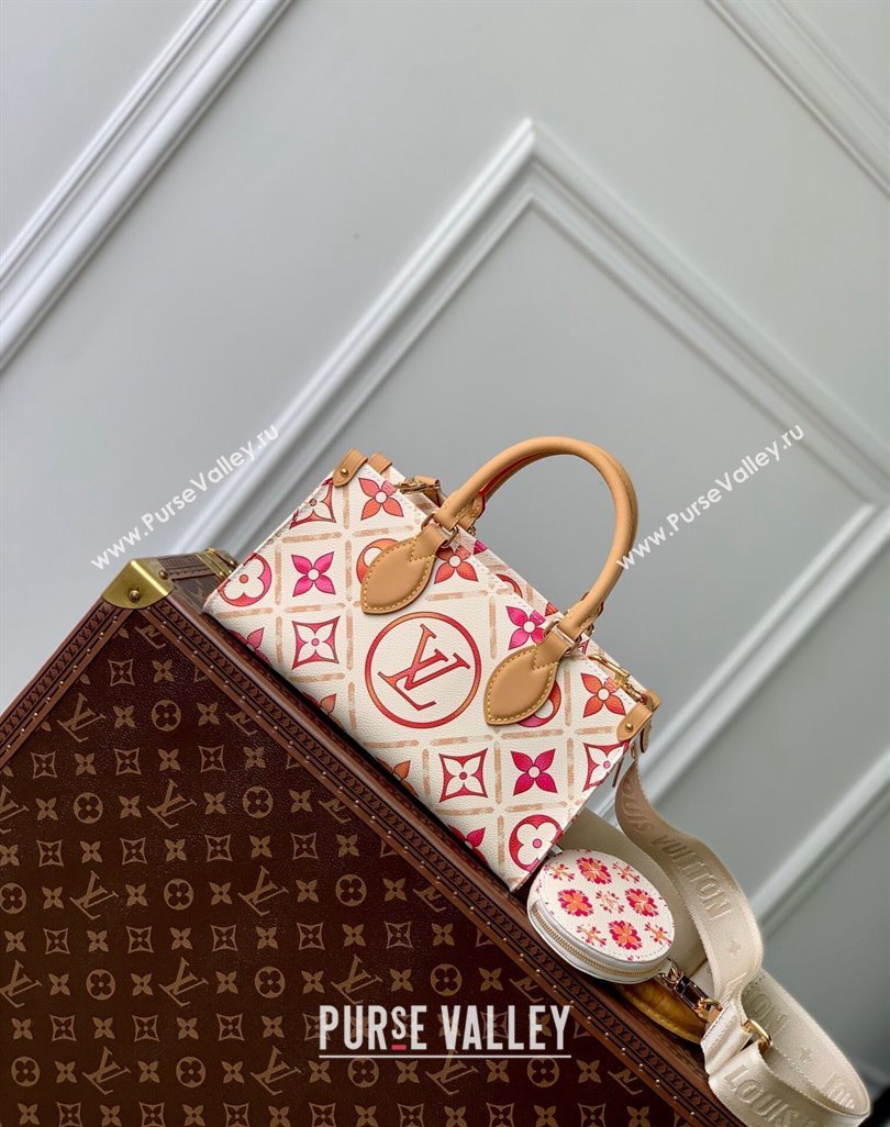 Louis Vuitton OnTheGo East West Tote bag in Monogram Tiles Canvas M25318 Coral Pink 2024 (KI-240625078)