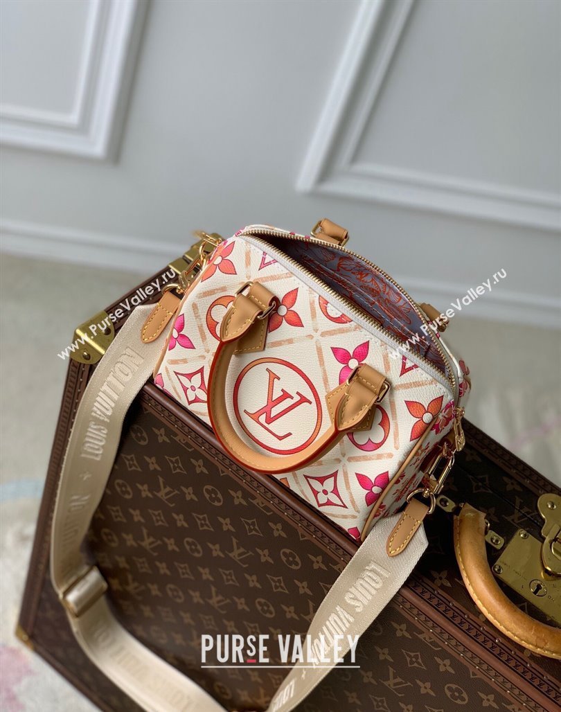 Louis Vuitton Speedy Bandouliere 20 Bag in Monogram Tiles Canvas M11209 Coral Pink 2024 (KI-240625079)