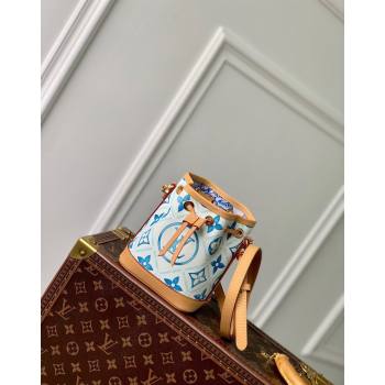 Louis Vuitton Nano Noe Bucket bag in Monogram Tiles Canvas M83620 Lagoon Blue 2024 (KI-240625080)