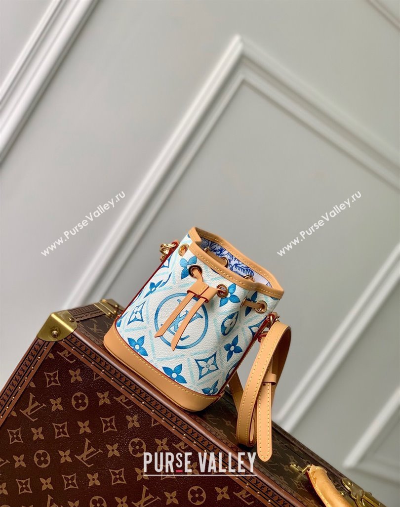 Louis Vuitton Nano Noe Bucket bag in Monogram Tiles Canvas M83620 Lagoon Blue 2024 (KI-240625080)