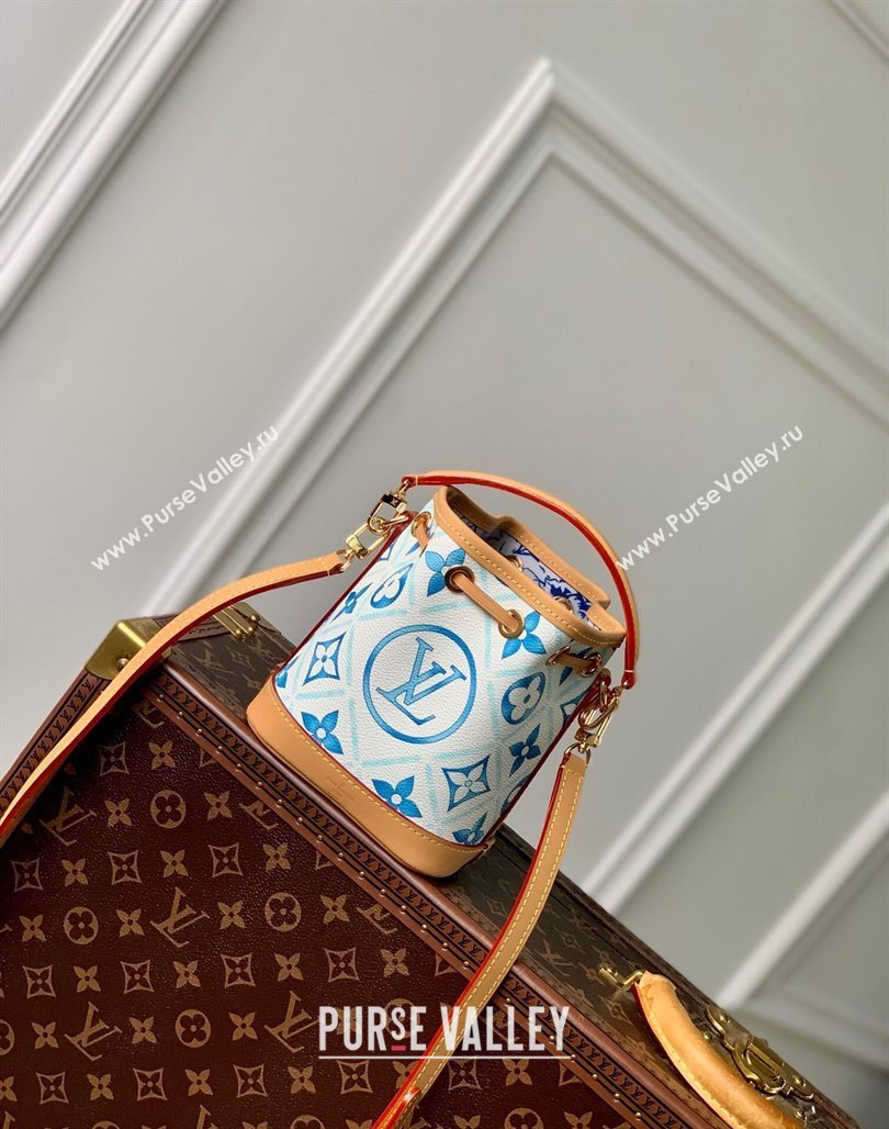 Louis Vuitton Nano Noe Bucket bag in Monogram Tiles Canvas M83620 Lagoon Blue 2024 (KI-240625080)