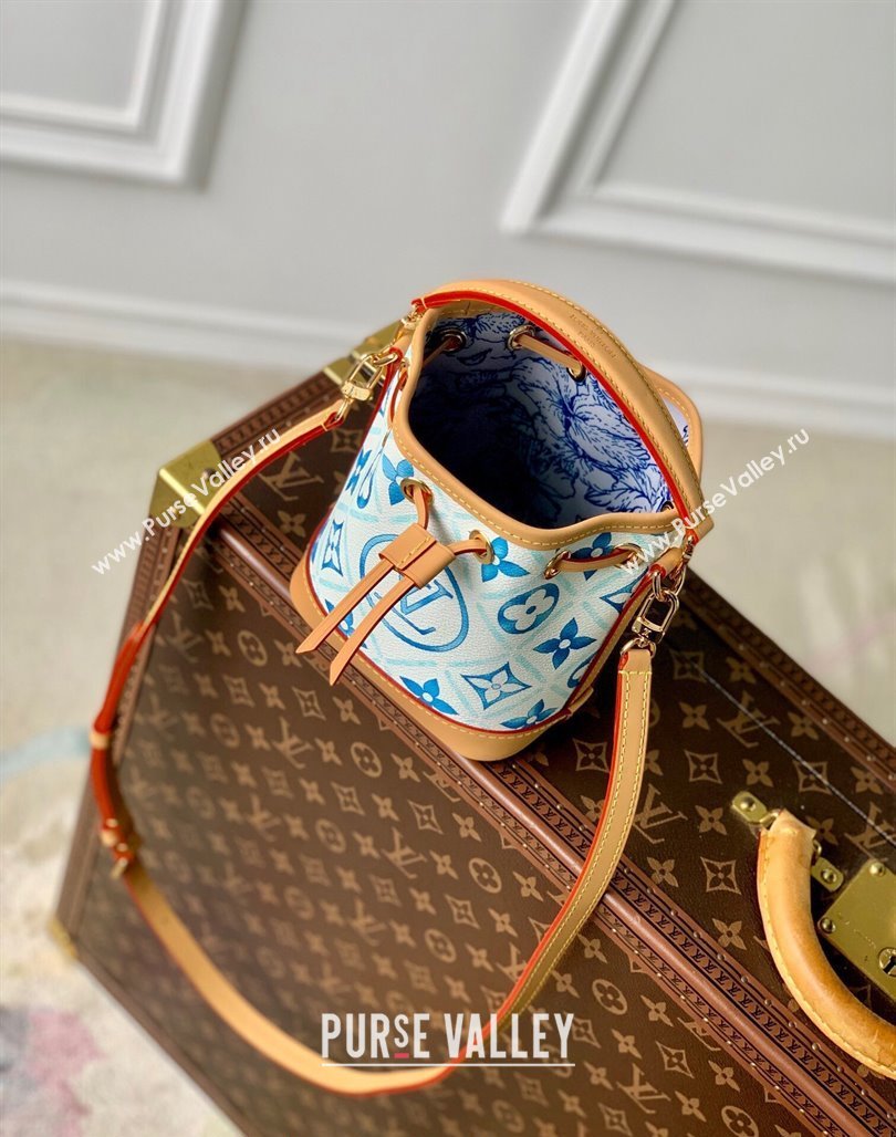 Louis Vuitton Nano Noe Bucket bag in Monogram Tiles Canvas M83620 Lagoon Blue 2024 (KI-240625080)