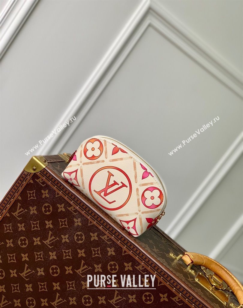 Louis Vuitton Pochette Cosmetique PM Clutch in Monogram Tiles Canvas M11239 Coral Pink 2024 (KI-240625082)