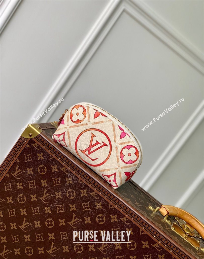 Louis Vuitton Pochette Cosmetique PM Clutch in Monogram Tiles Canvas M11239 Coral Pink 2024 (KI-240625082)