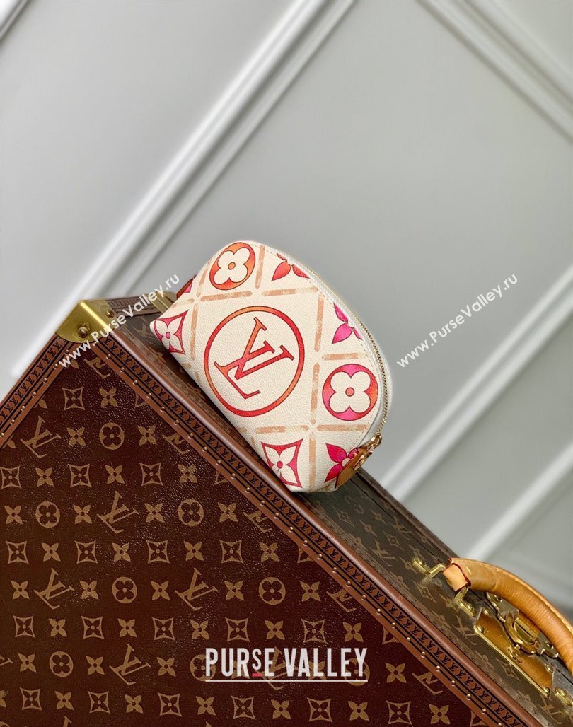 Louis Vuitton Pochette Cosmetique PM Clutch in Monogram Tiles Canvas M11239 Coral Pink 2024 (KI-240625082)