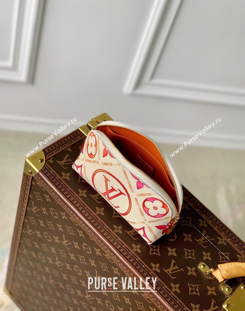 Louis Vuitton Pochette Cosmetique PM Clutch in Monogram Tiles Canvas M11239 Coral Pink 2024 (KI-240625082)