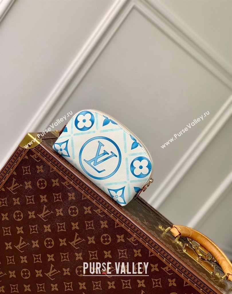 Louis Vuitton Pochette Cosmetique PM Clutch in Monogram Tiles Canvas M11239 Lagoon Blue 2024 (KI-240625083)