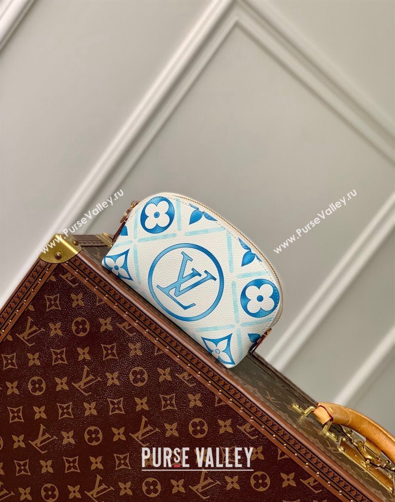 Louis Vuitton Pochette Cosmetique PM Clutch in Monogram Tiles Canvas M11239 Lagoon Blue 2024 (KI-240625083)