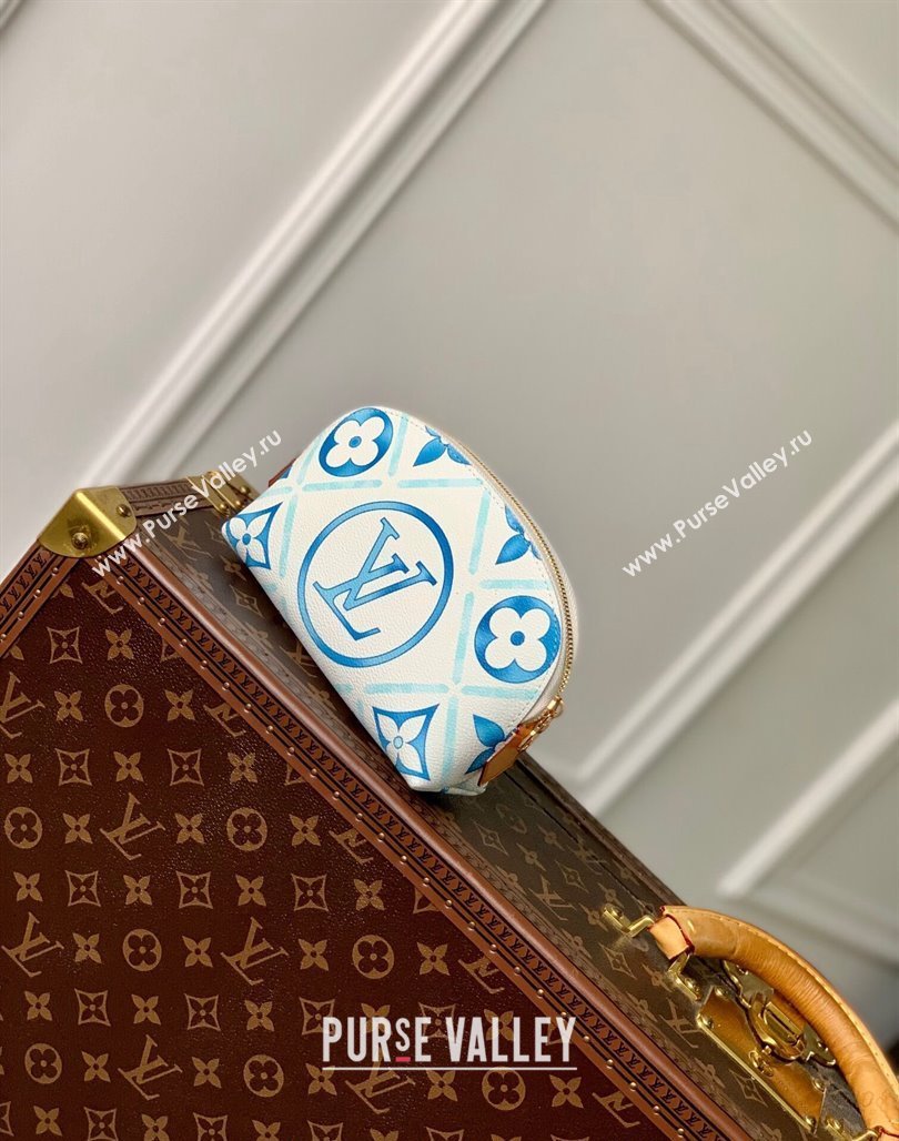 Louis Vuitton Pochette Cosmetique PM Clutch in Monogram Tiles Canvas M11239 Lagoon Blue 2024 (KI-240625083)