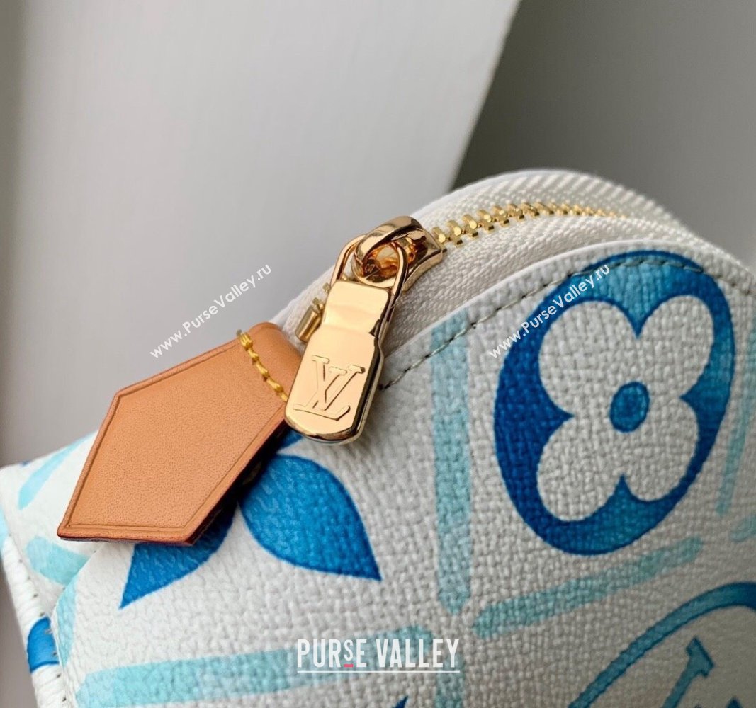 Louis Vuitton Pochette Cosmetique PM Clutch in Monogram Tiles Canvas M11239 Lagoon Blue 2024 (KI-240625083)