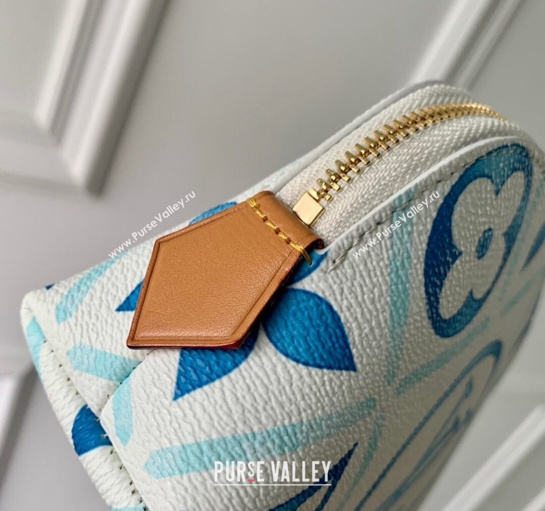 Louis Vuitton Pochette Cosmetique PM Clutch in Monogram Tiles Canvas M11239 Lagoon Blue 2024 (KI-240625083)