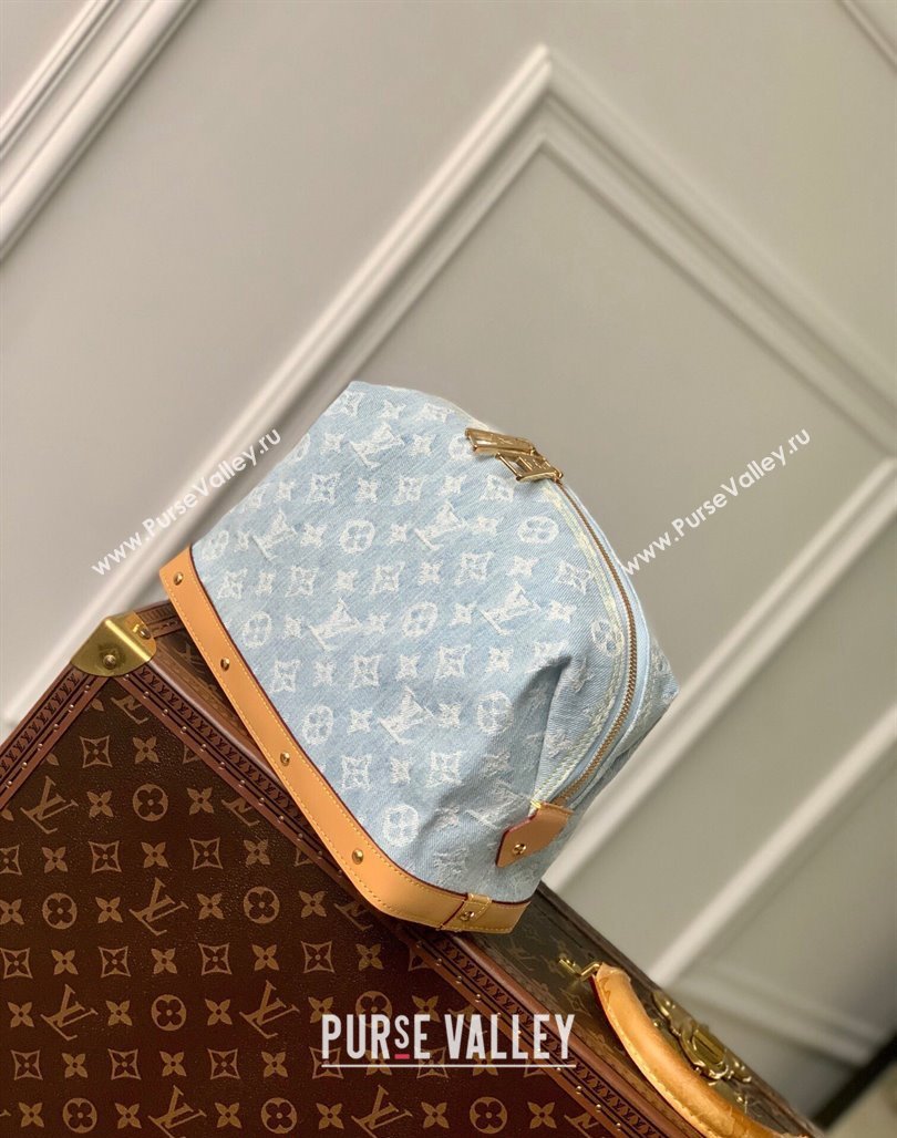 Louis Vuitton Pochette Cosmetique GM Clutch in Washed Blue Monogram Denim 100% GOTS-certified Cotton M24317 2024 (KI-240625056)