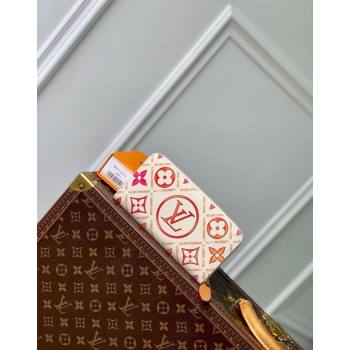 Louis Vuitton Zippy Wallet in Monogram Tiles Canvas M11455 Coral Pink 2024 (KI-240625085)