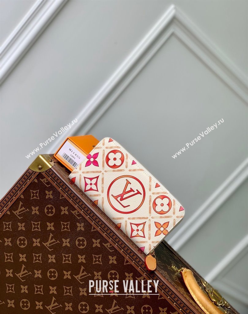 Louis Vuitton Zippy Wallet in Monogram Tiles Canvas M11455 Coral Pink 2024 (KI-240625085)