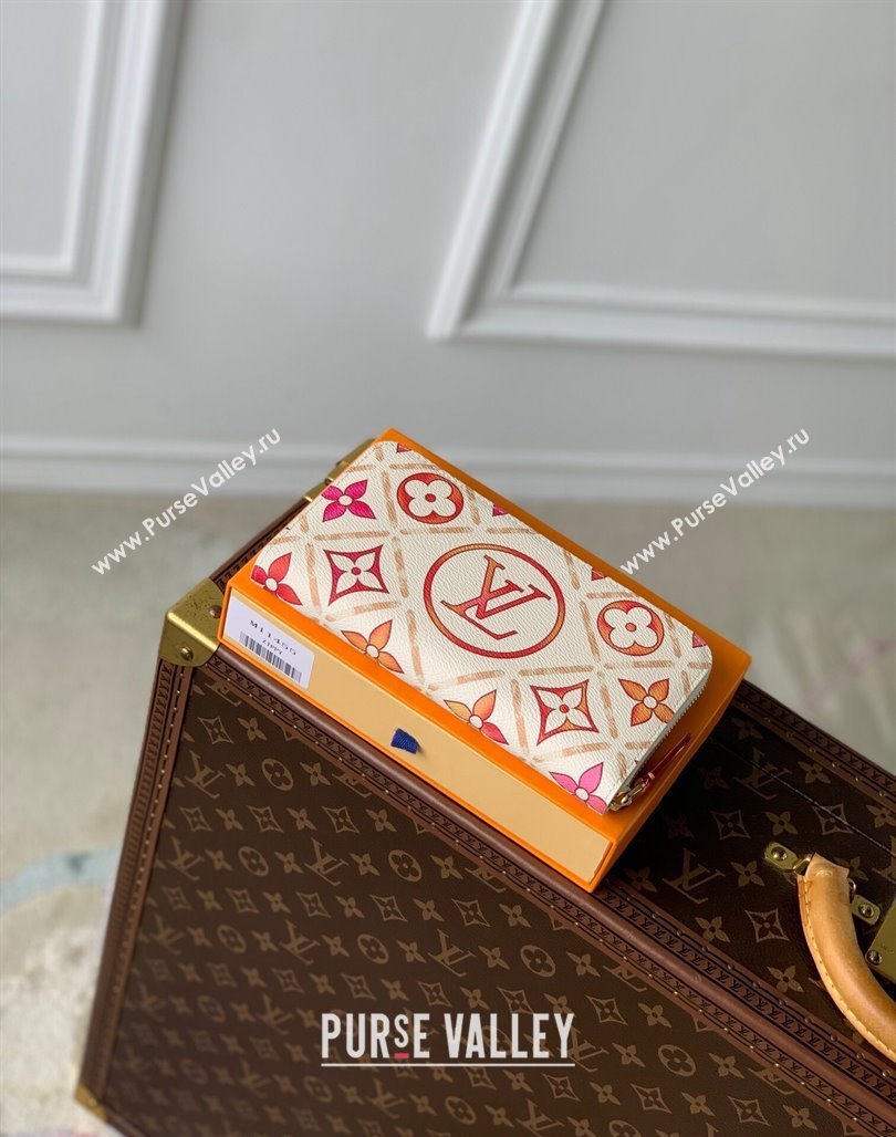 Louis Vuitton Zippy Wallet in Monogram Tiles Canvas M11455 Coral Pink 2024 (KI-240625085)