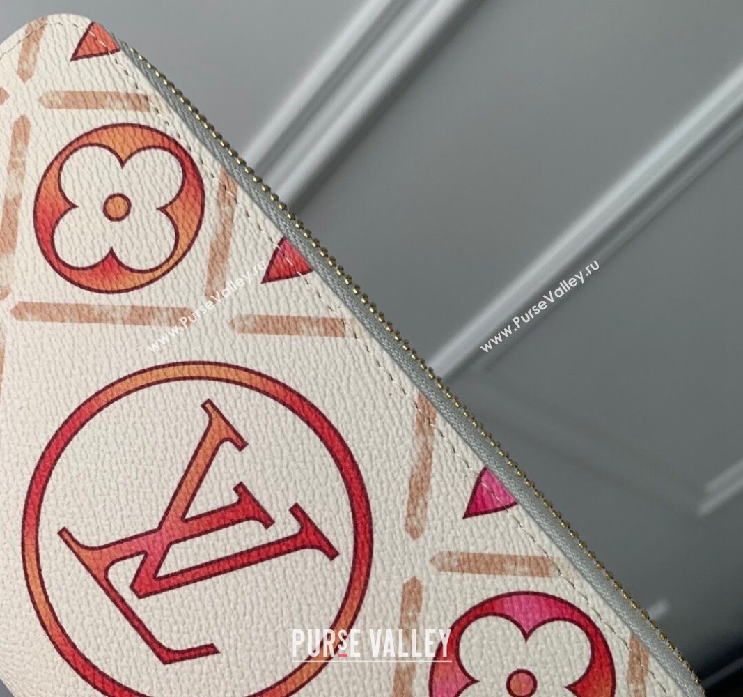 Louis Vuitton Zippy Wallet in Monogram Tiles Canvas M11455 Coral Pink 2024 (KI-240625085)