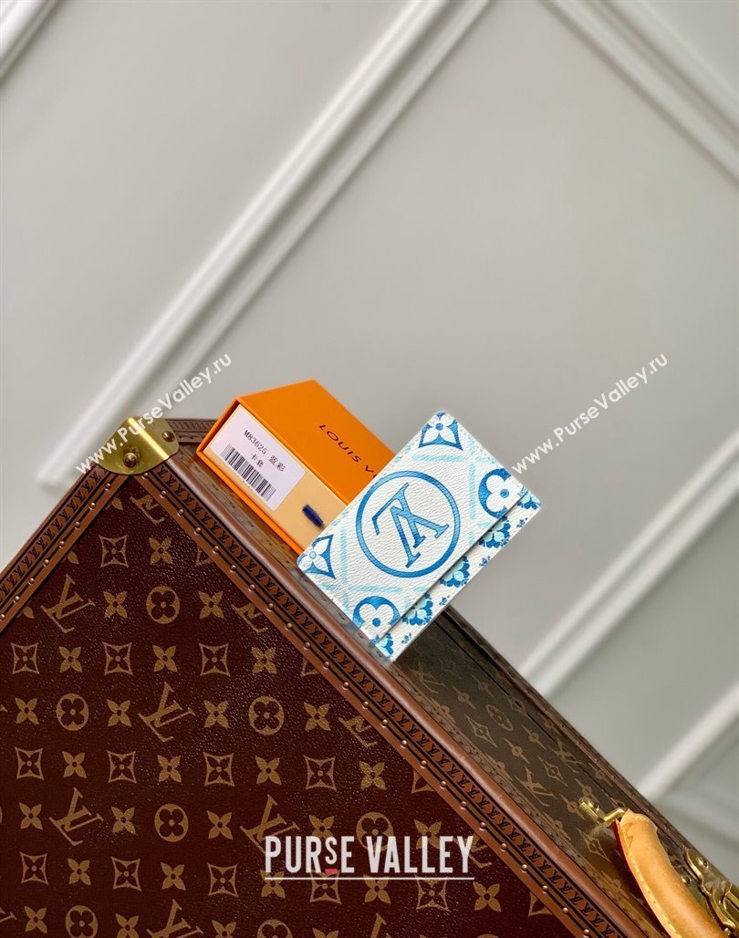 Louis Vuitton Card Holder Wallet in Monogram Tiles Canvas M83625 Lagoon Blue 2024 (KI-240625086)