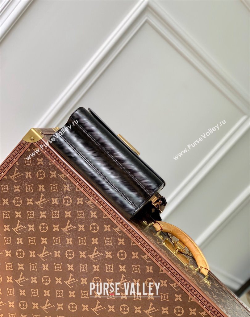 Louis Vuitton Twist MM Bag in Epi Leather with Monogram Flower Strap M24765 Black 2024 (KI-240626002)