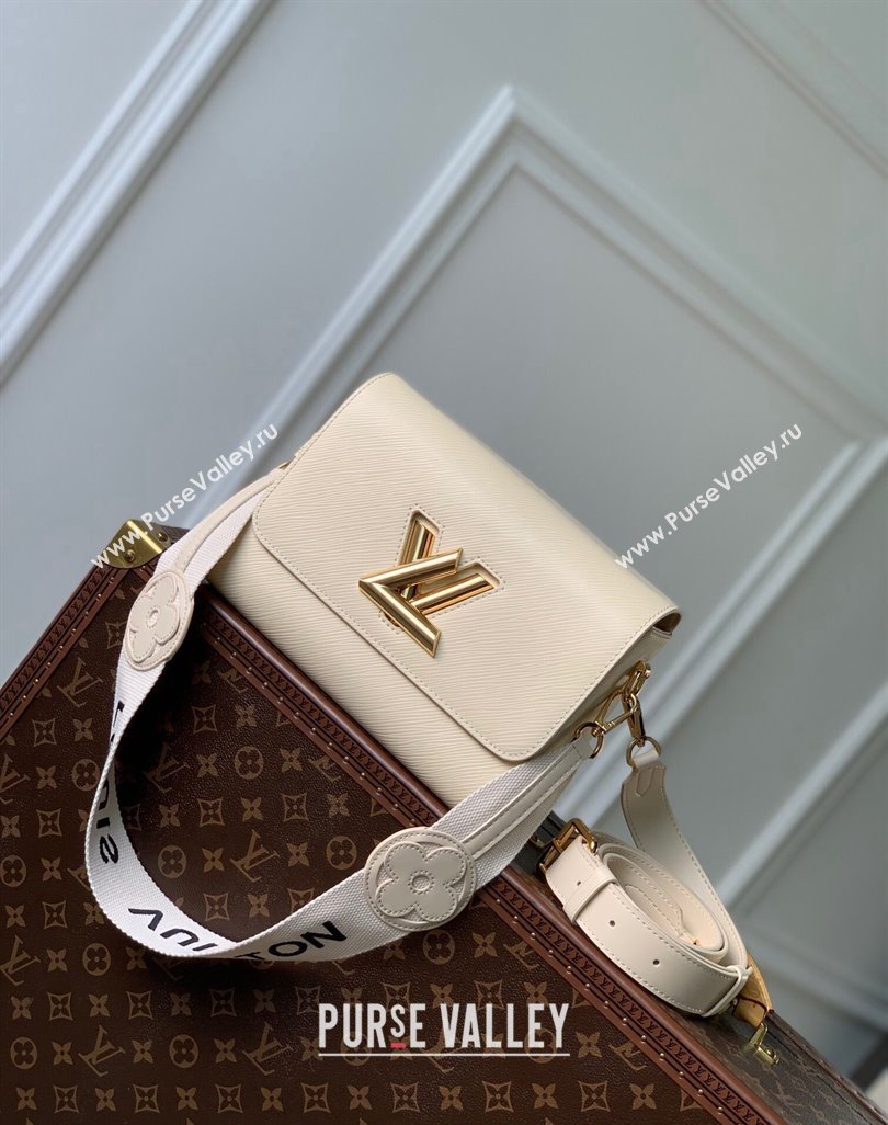 Louis Vuitton Twist MM Bag in Epi Leather with Monogram Flower Strap M24765 White 2024 (KI-240626003)