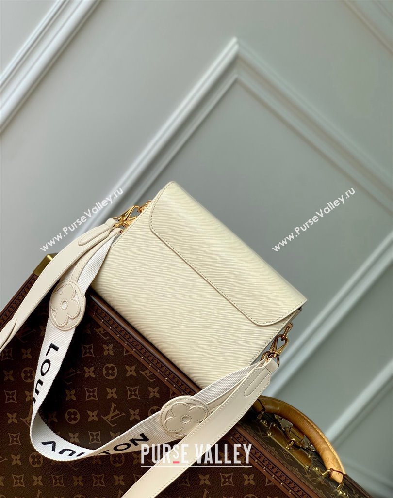 Louis Vuitton Twist MM Bag in Epi Leather with Monogram Flower Strap M24765 White 2024 (KI-240626003)