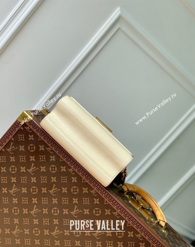 Louis Vuitton Twist MM Bag in Epi Leather with Monogram Flower Strap M24765 White 2024 (KI-240626003)