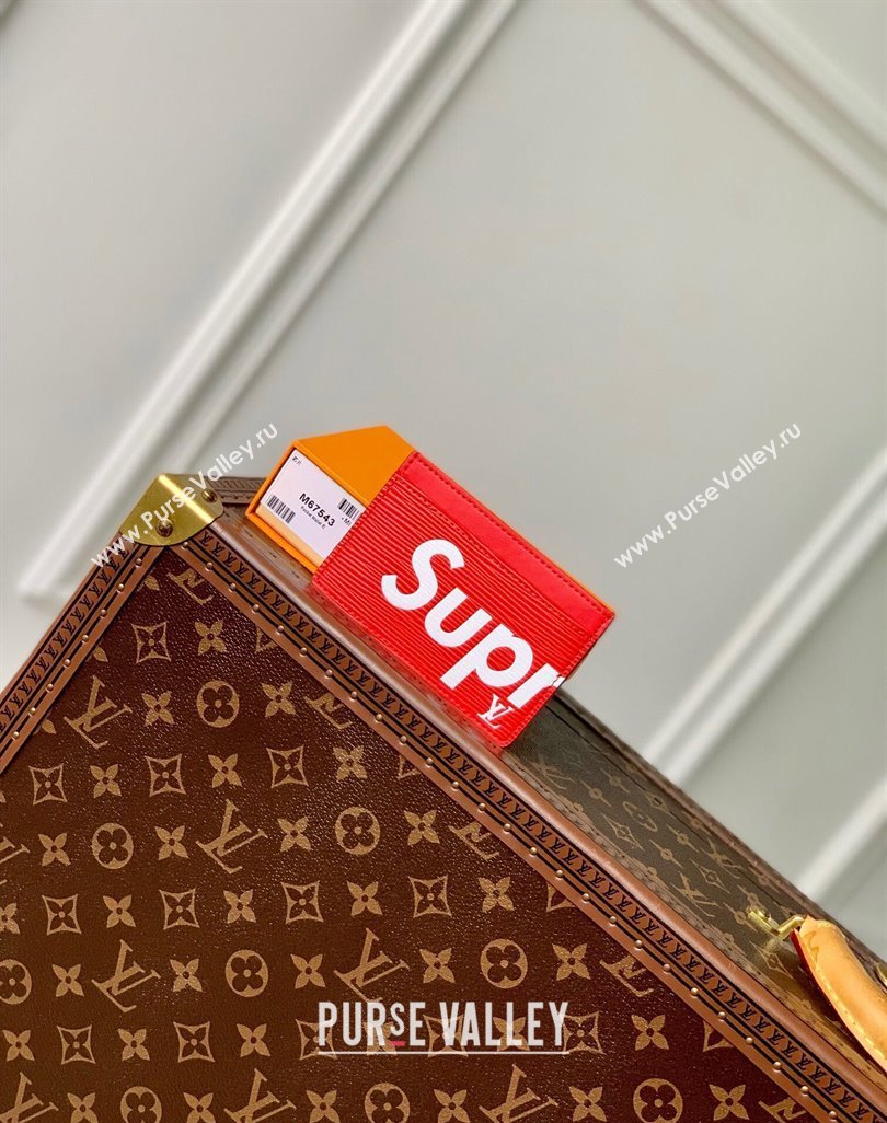 Supreme x Louis Vuitton Card Holder Wallet in Epi Leather Red 2024 M64543 (KI-240626007)