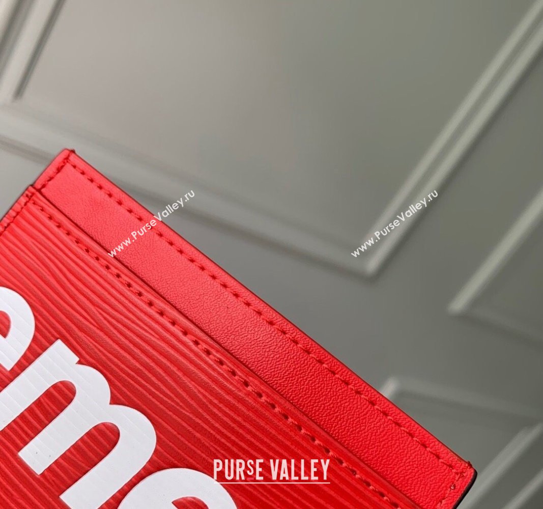 Supreme x Louis Vuitton Card Holder Wallet in Epi Leather Red 2024 M64543 (KI-240626007)