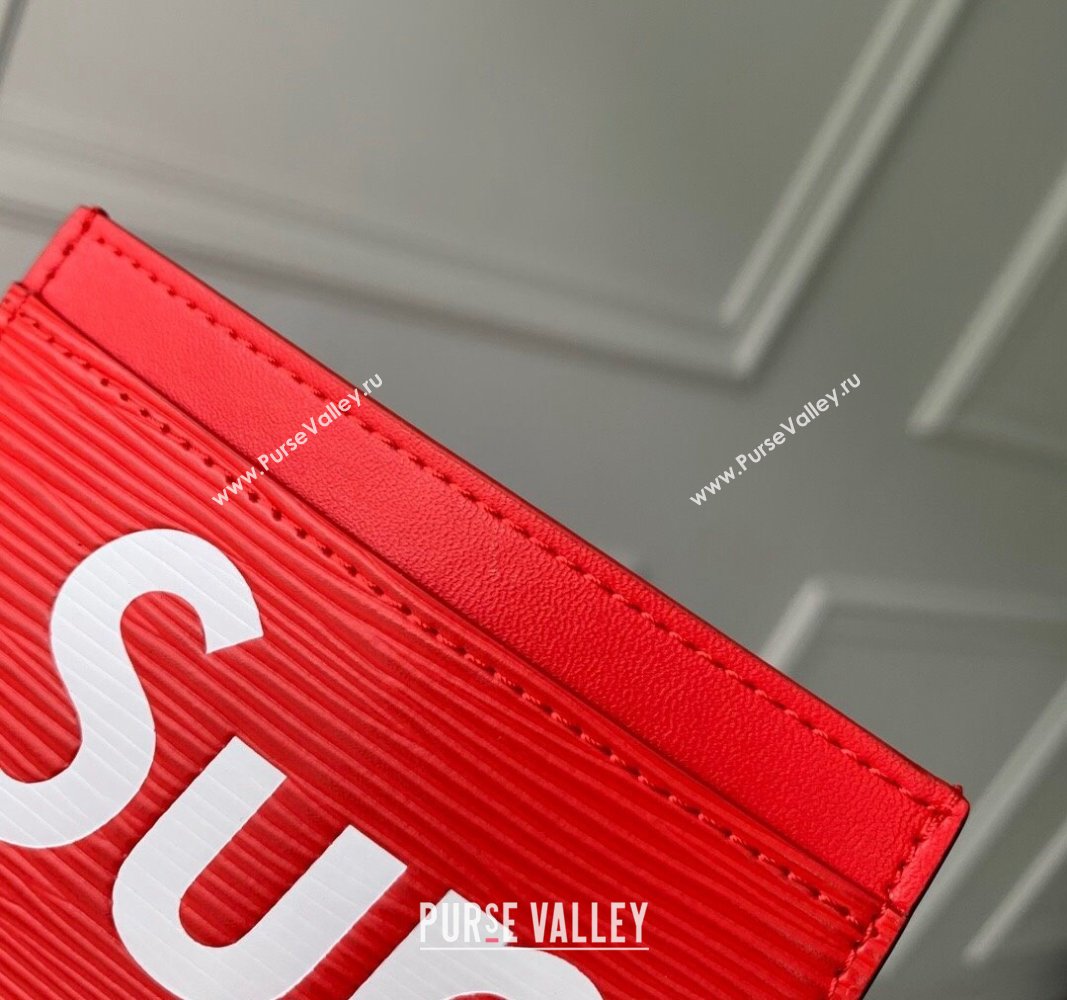 Supreme x Louis Vuitton Card Holder Wallet in Epi Leather Red 2024 M64543 (KI-240626007)