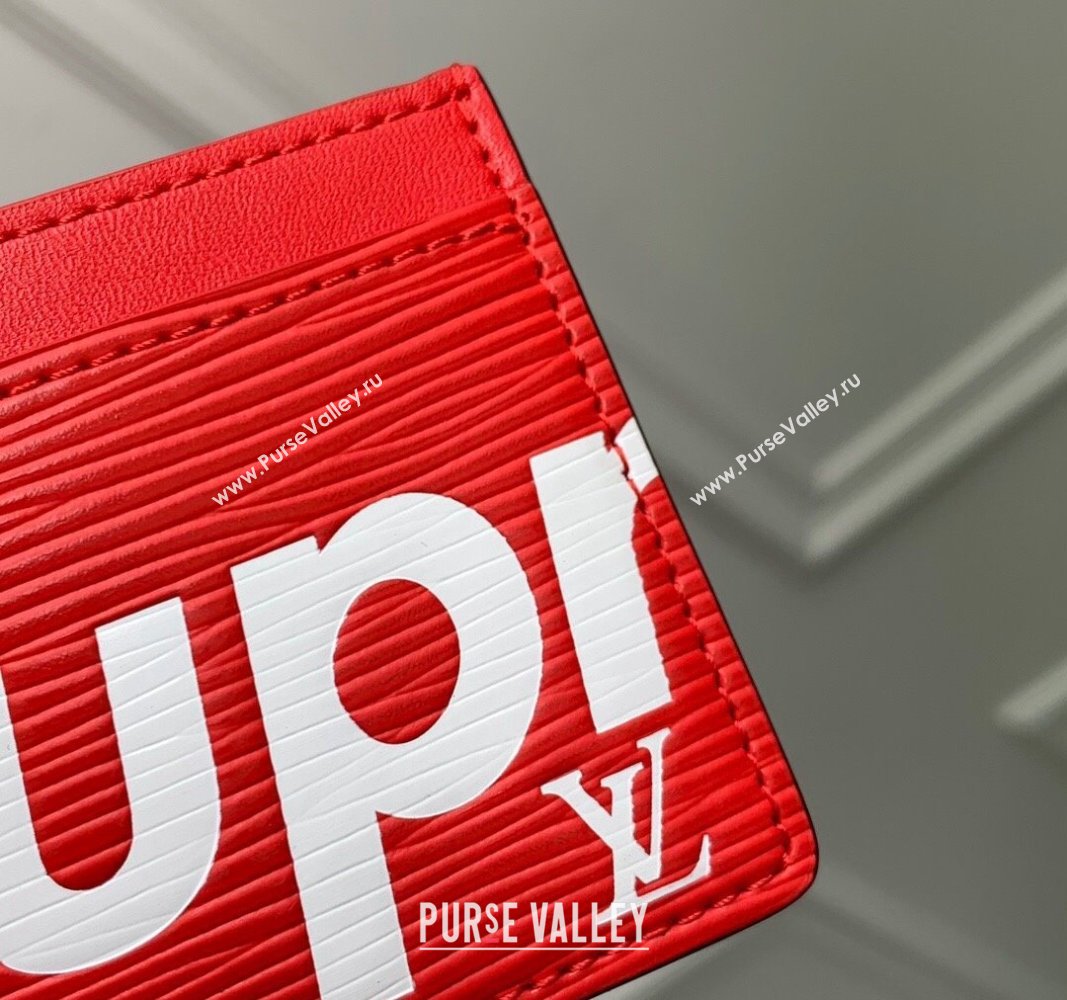 Supreme x Louis Vuitton Card Holder Wallet in Epi Leather Red 2024 M64543 (KI-240626007)