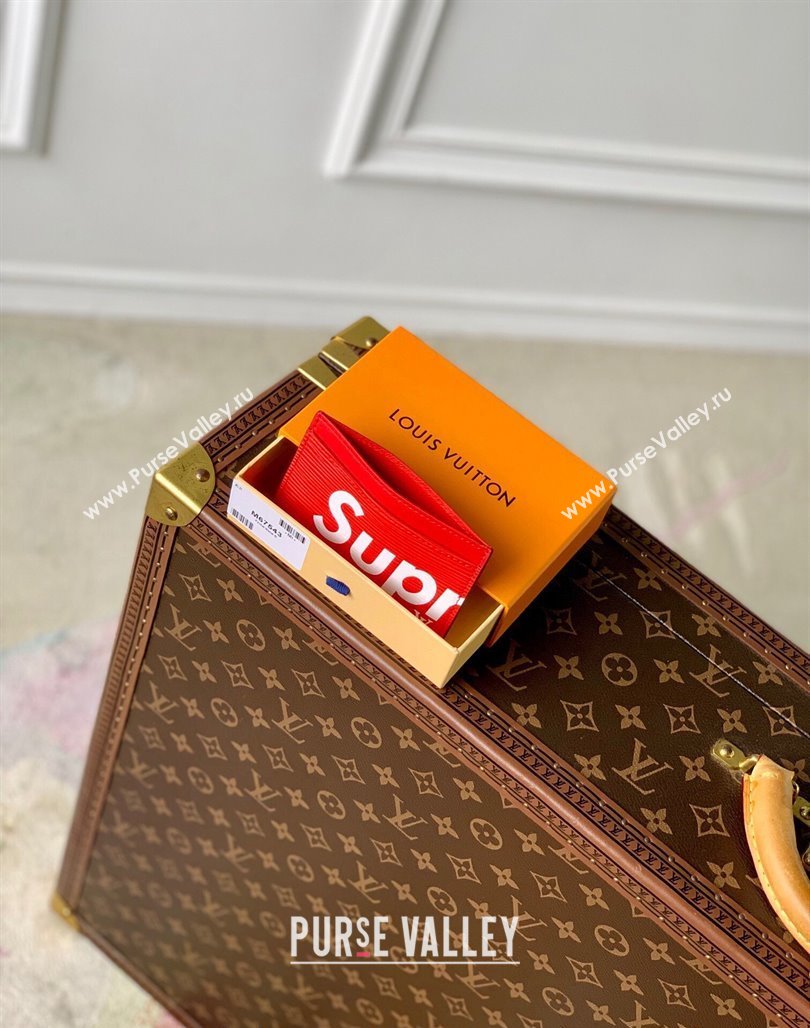 Supreme x Louis Vuitton Card Holder Wallet in Epi Leather Red 2024 M64543 (KI-240626007)