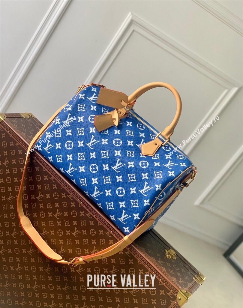 Louis Vuitton RUNWAY Speedy P9 Bandouliere 40 Bag in Soft Calfskin M24418 Blue 2024 (K-24062005)