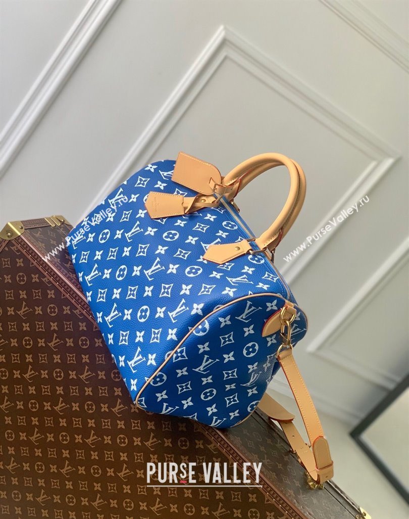 Louis Vuitton RUNWAY Speedy P9 Bandouliere 40 Bag in Soft Calfskin M24418 Blue 2024 (K-24062005)